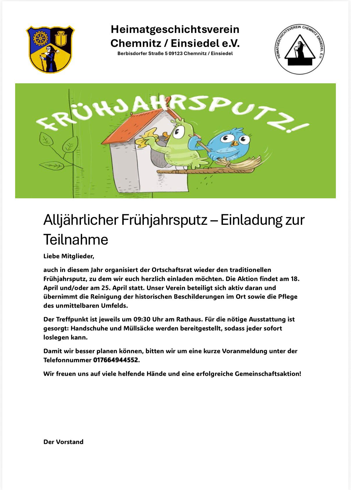 Frühjahrsputz Einsiedel 2026